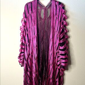 Pink and Black Sheer Knit Cardigan